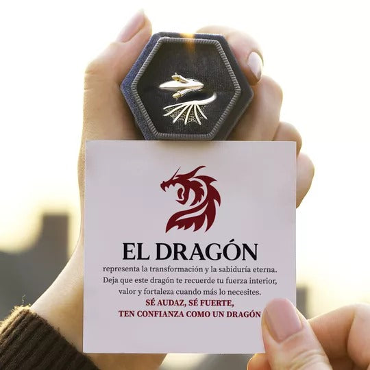 Anillo Dragón Sé Audaz, Sé Fuerte, Ten Confianza